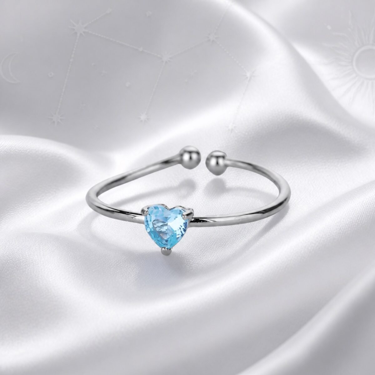 zodiac-birthstone-heart-ring-silver-march-aquamarine-01-main March Aquamarine Birthstone Heart Ring – Silver