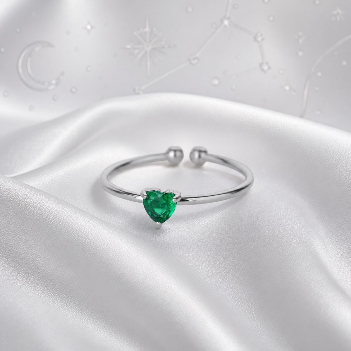 May Fluorite Birthstone Heart Ring – Silver