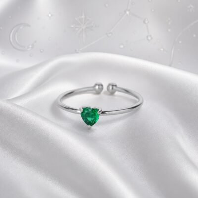 May Fluorite Birthstone Heart Ring – Silver