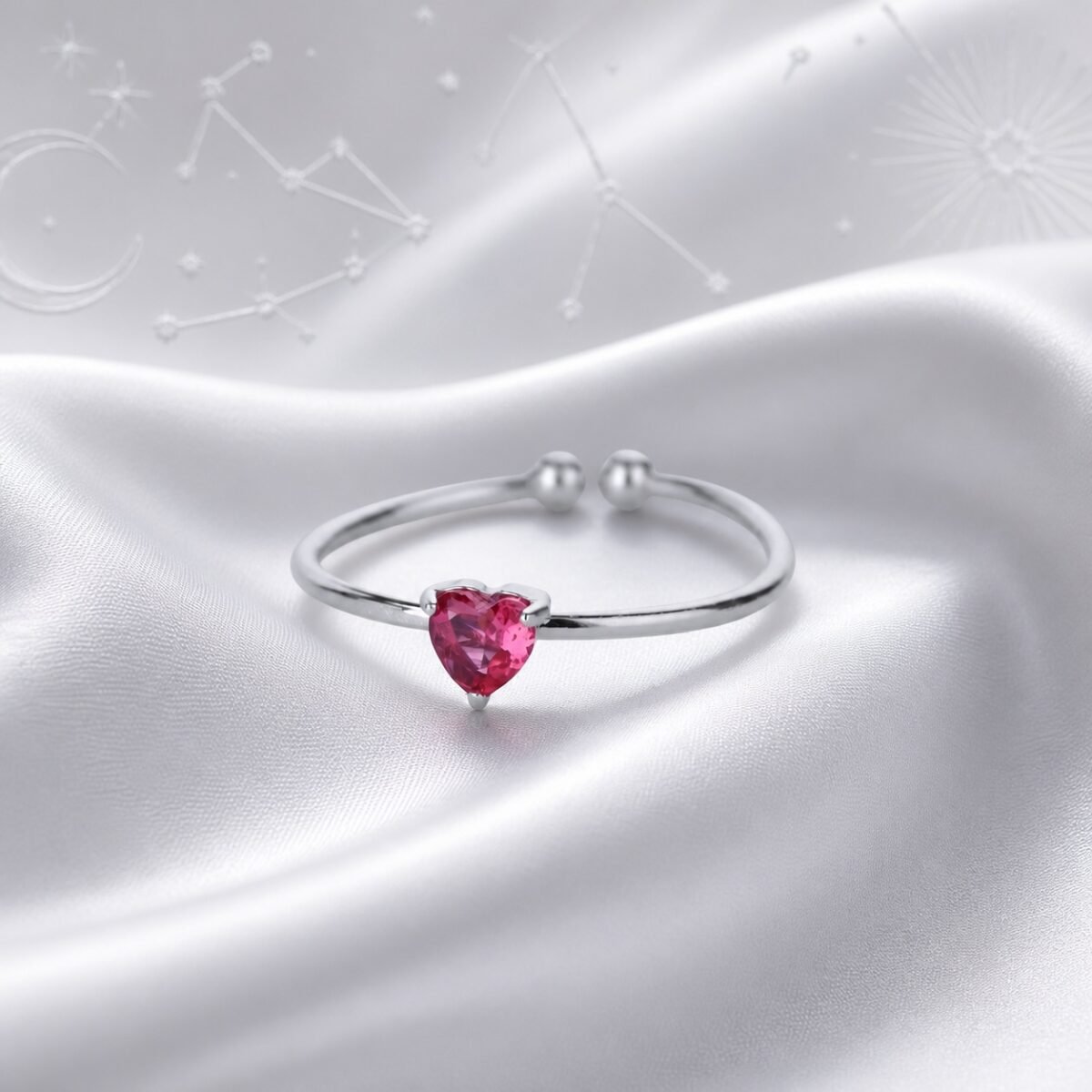 October Obsidian Birthstone Heart Ring – Silver