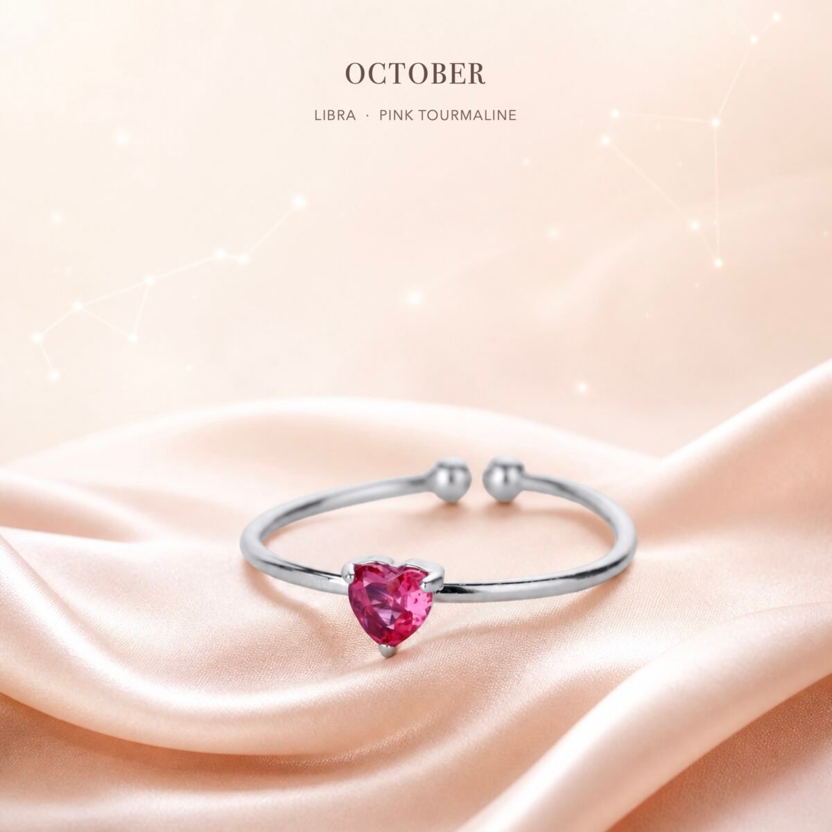 October Obsidian Birthstone Heart Ring – Silver