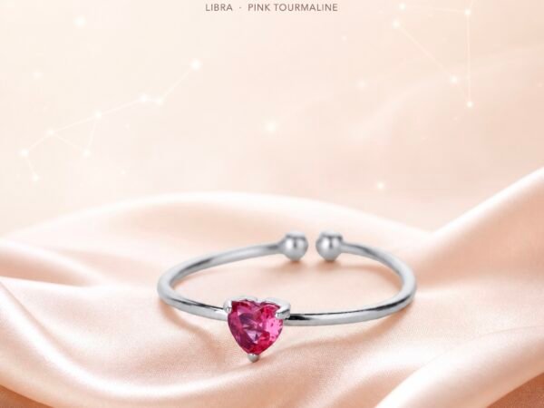 October Obsidian Birthstone Heart Ring – Silver