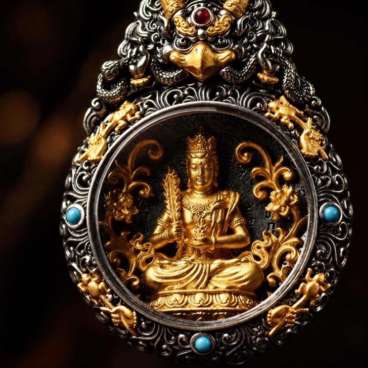 zodiac-guardian-deity-rotating-amulet-necklace-06-front-detail-macro Eastern Zodiac Guardian Deity Rotating Amulet Necklace
