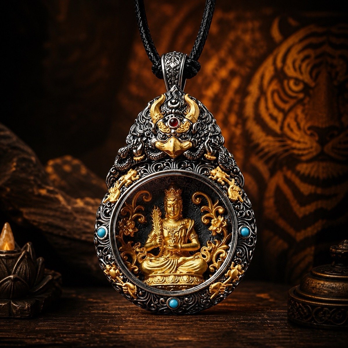 zodiac-guardian-deity-rotating-amulet-necklace-zodiac-03-tiger-akasagarbha Eastern Zodiac Guardian Deity Rotating Amulet Necklace