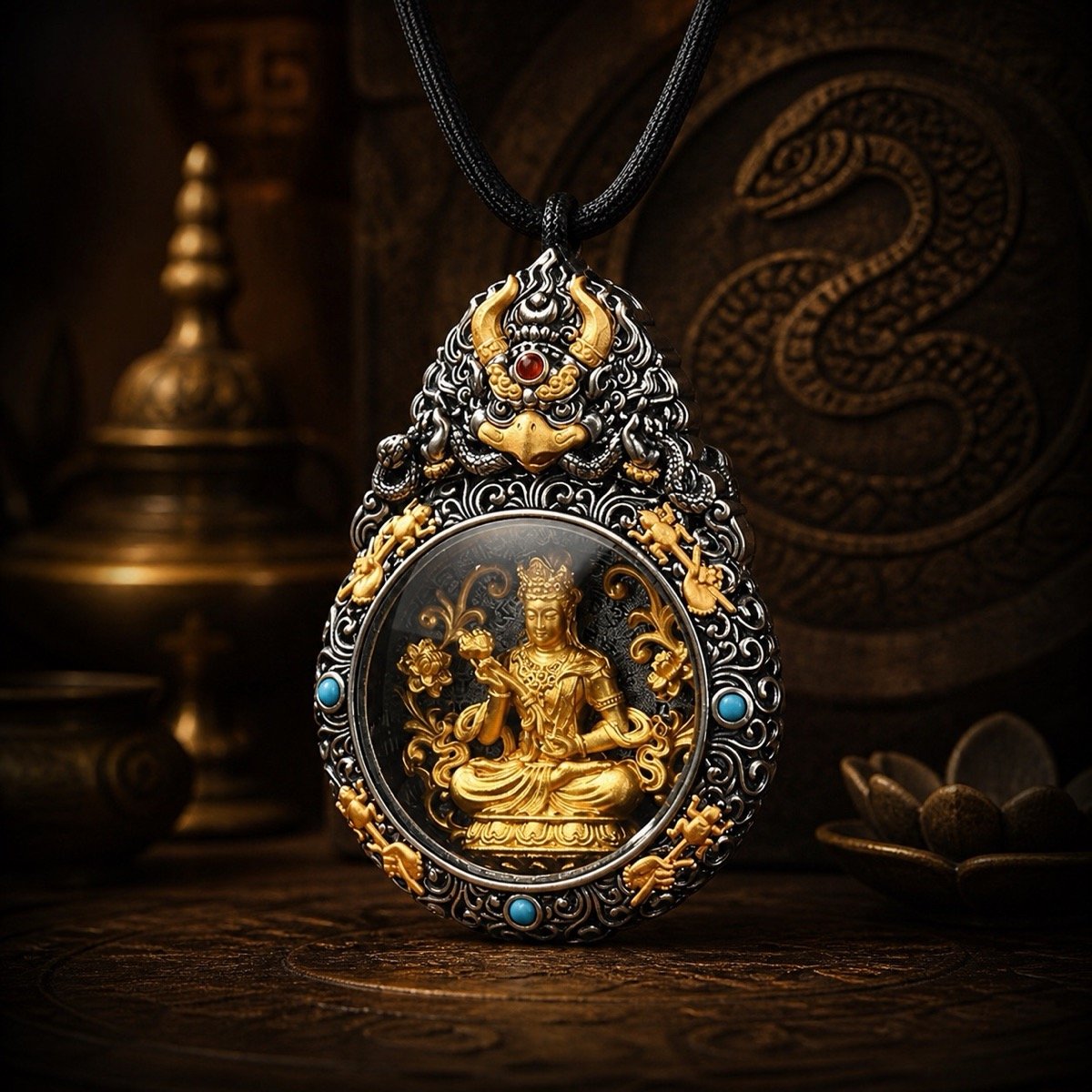 zodiac-guardian-deity-rotating-amulet-necklace-zodiac-06-snake-samantabhadra Eastern Zodiac Guardian Deity Rotating Amulet Necklace