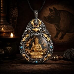 Eastern Zodiac Guardian Deity Rotating Amulet Necklace - Pig — Acala