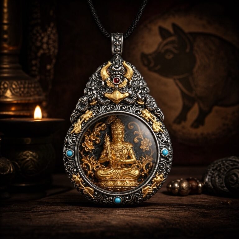 zodiac guardian deity rotating amulet necklace zodiac 12 pig acala