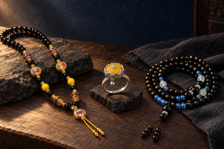 Spiritual gifts for men with meaningful rings malas and protective pendants