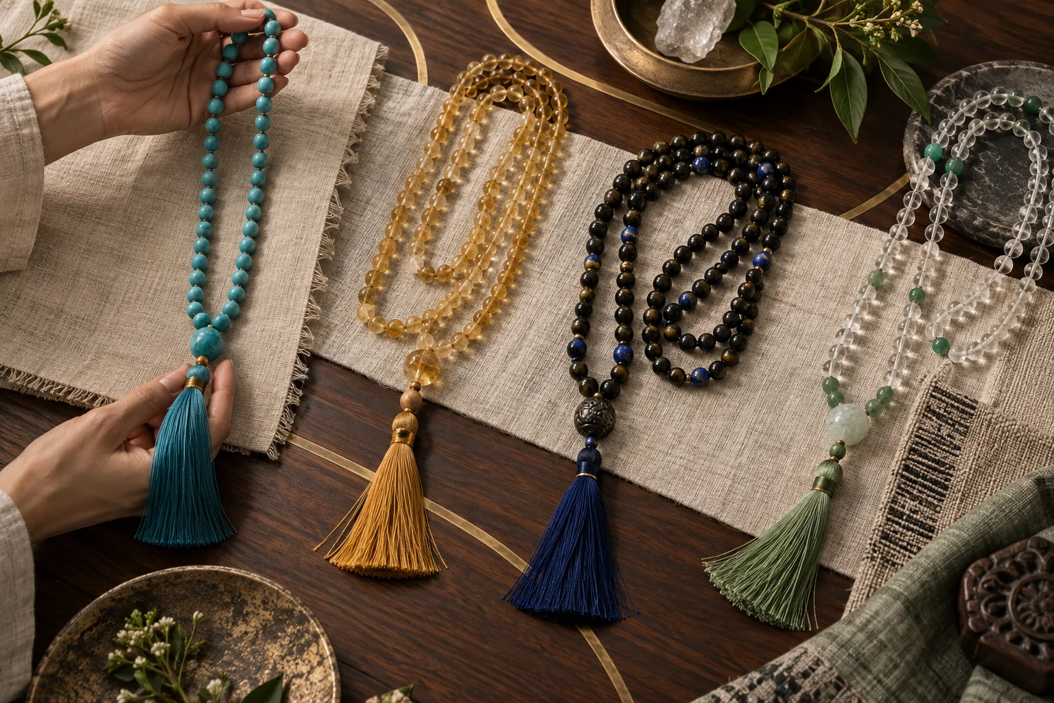 Crystal mala lengths, bead sizes, and wearing styles