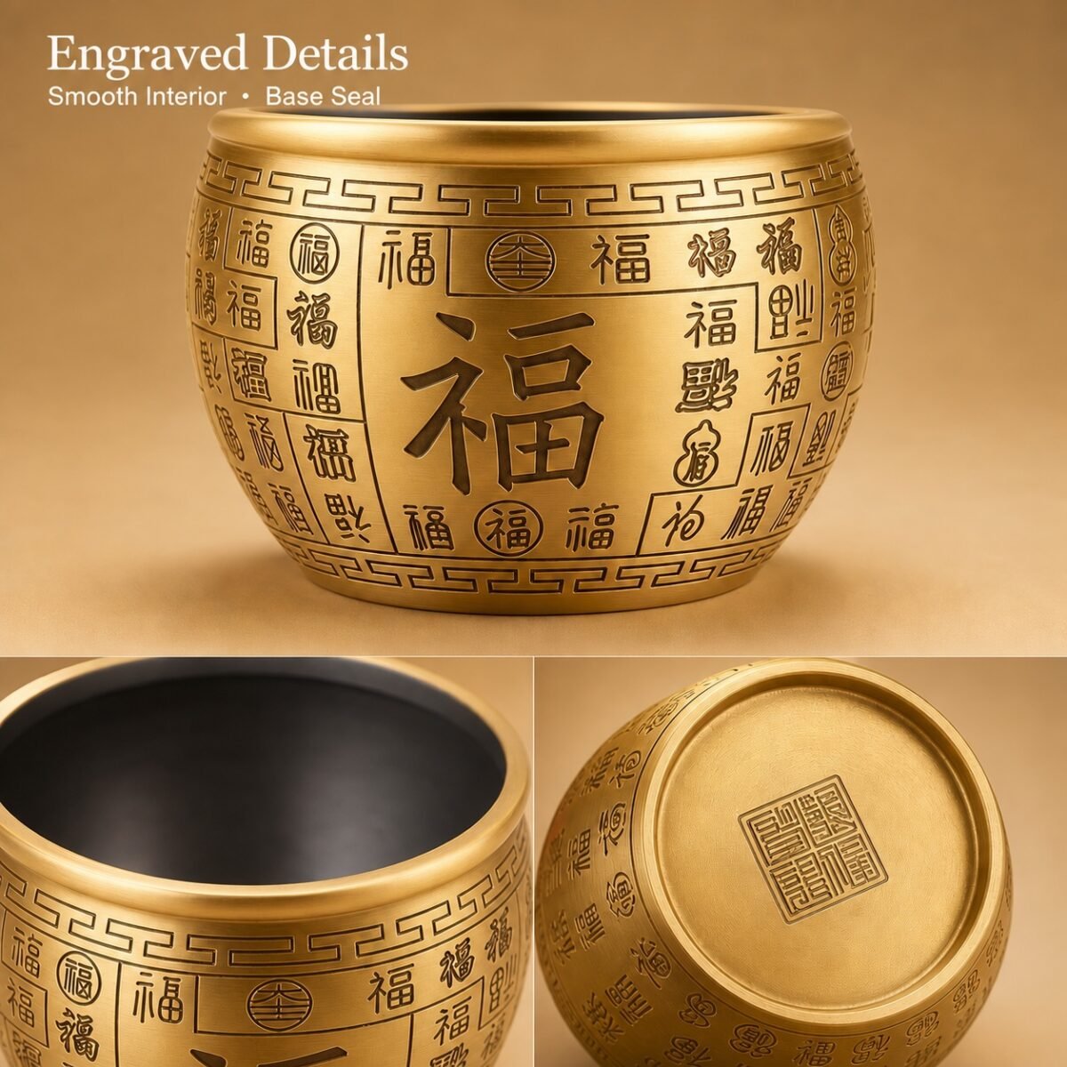Himalayan Brass Fortune Offering Bowl