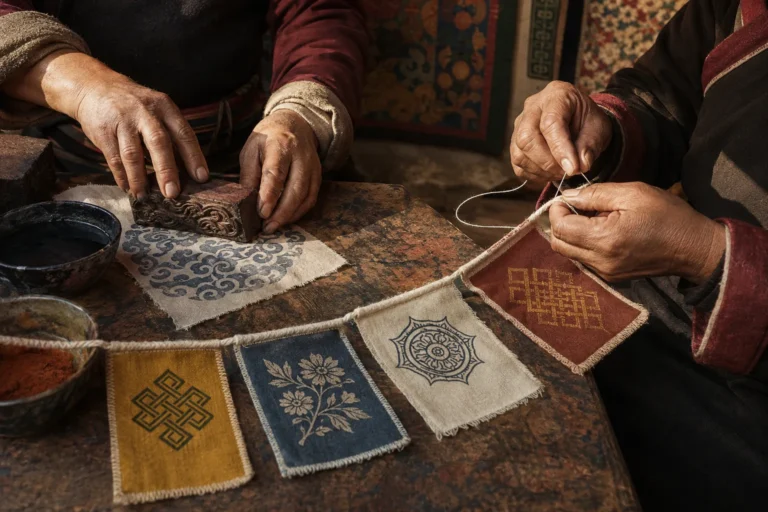 03 hand printing textile flags