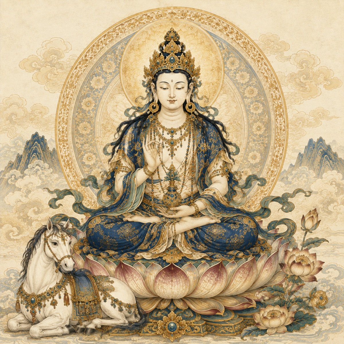 Original illustration of Mahasthamaprapta with a horse symbol