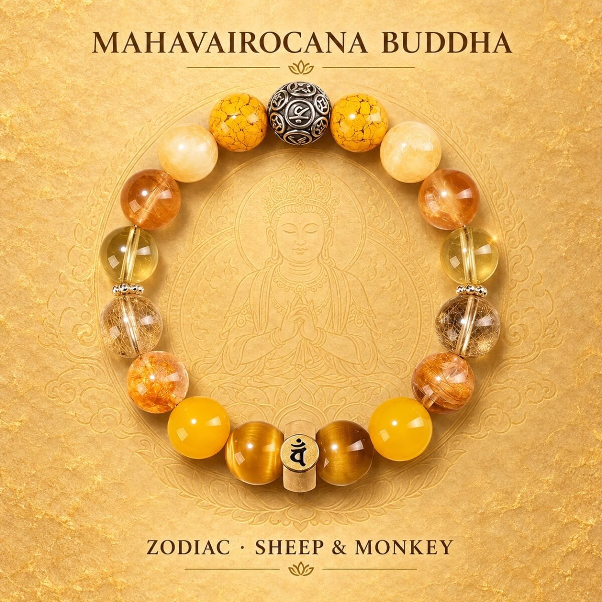 06-mahavairocana-sheep-monkey-single Zodiac Intention Crystal Bracelet