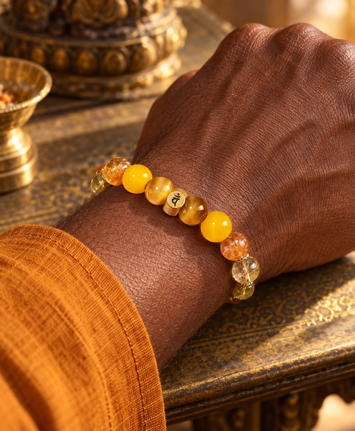 06-mahavairocana-sheep-monkey-worn Zodiac Intention Crystal Bracelet