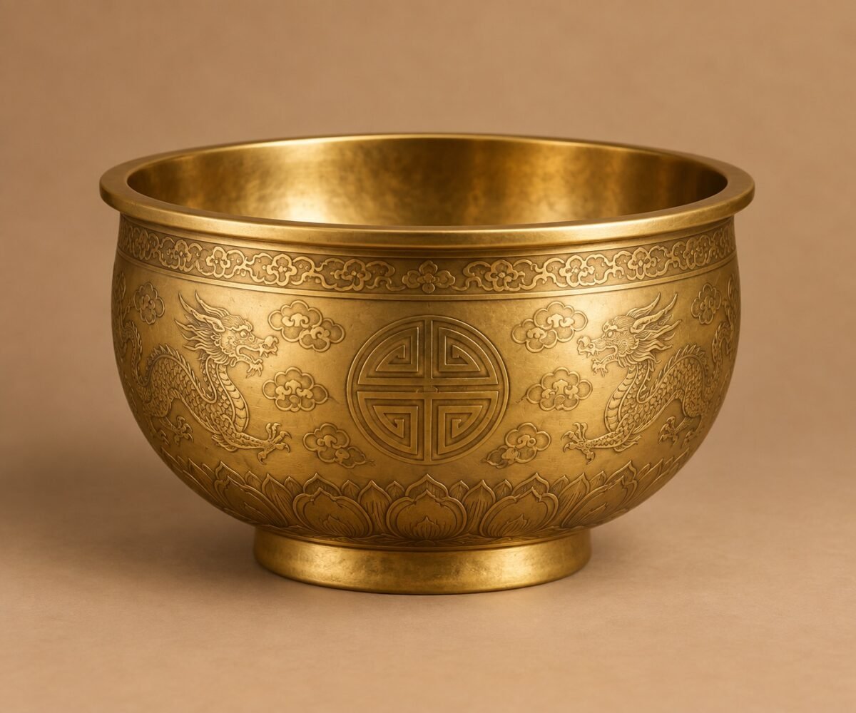 Himalayan Brass Fortune Offering Bowl
