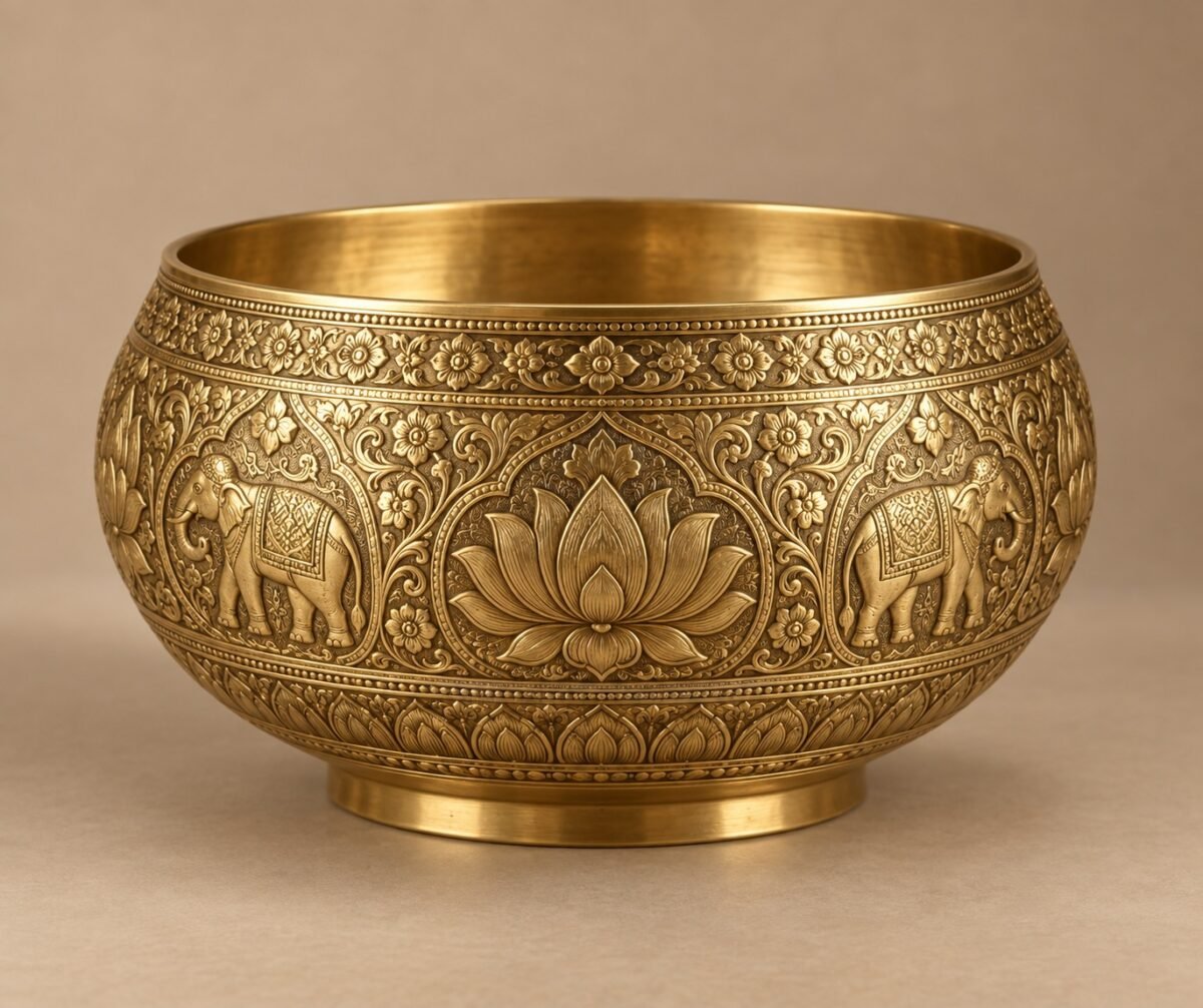 Himalayan Brass Fortune Offering Bowl