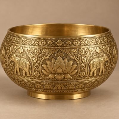Himalayan Brass Fortune Offering Bowl