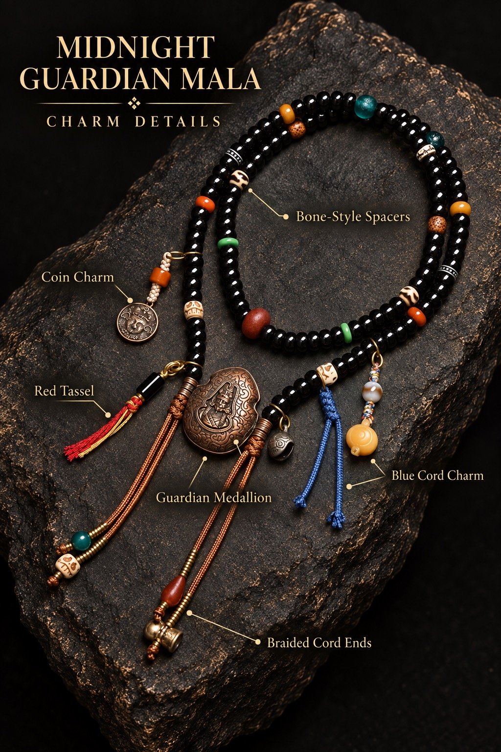 Midnight Guardian 108-Bead Mala
