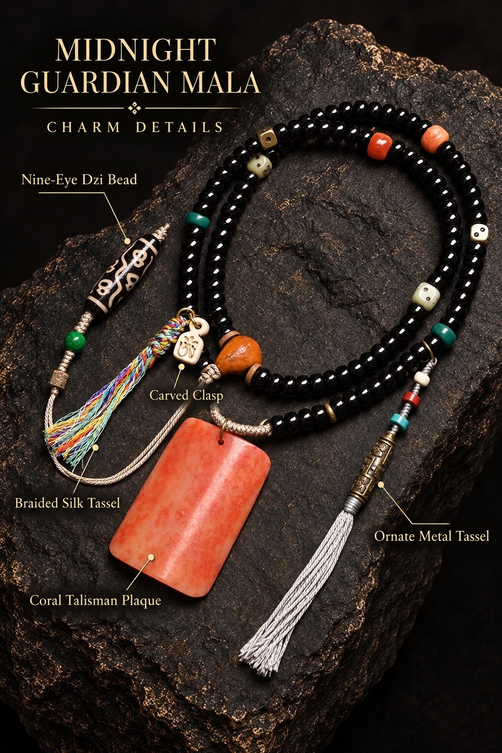 Midnight Guardian 108-Bead Mala