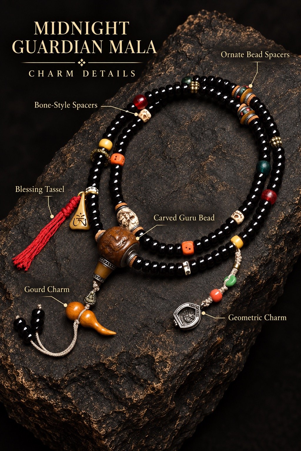 Midnight Guardian 108-Bead Mala