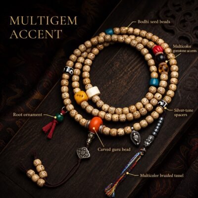 108-bead-bodhi-seed-prayer-mala-variant-multigem-accent-labeled 108-Bead Bodhi Seed Prayer Mala