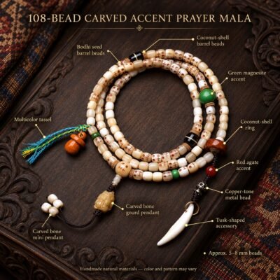 108-bead-carved-accent-prayer-mala-03-components 108-Bead Carved Accent Prayer Mala