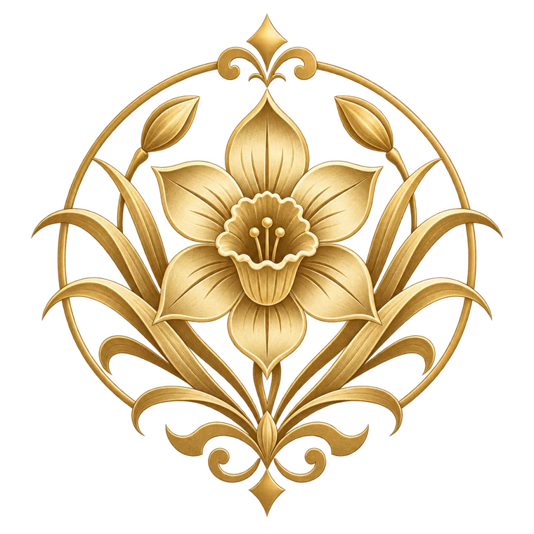 Original gold narcissus guardian emblem