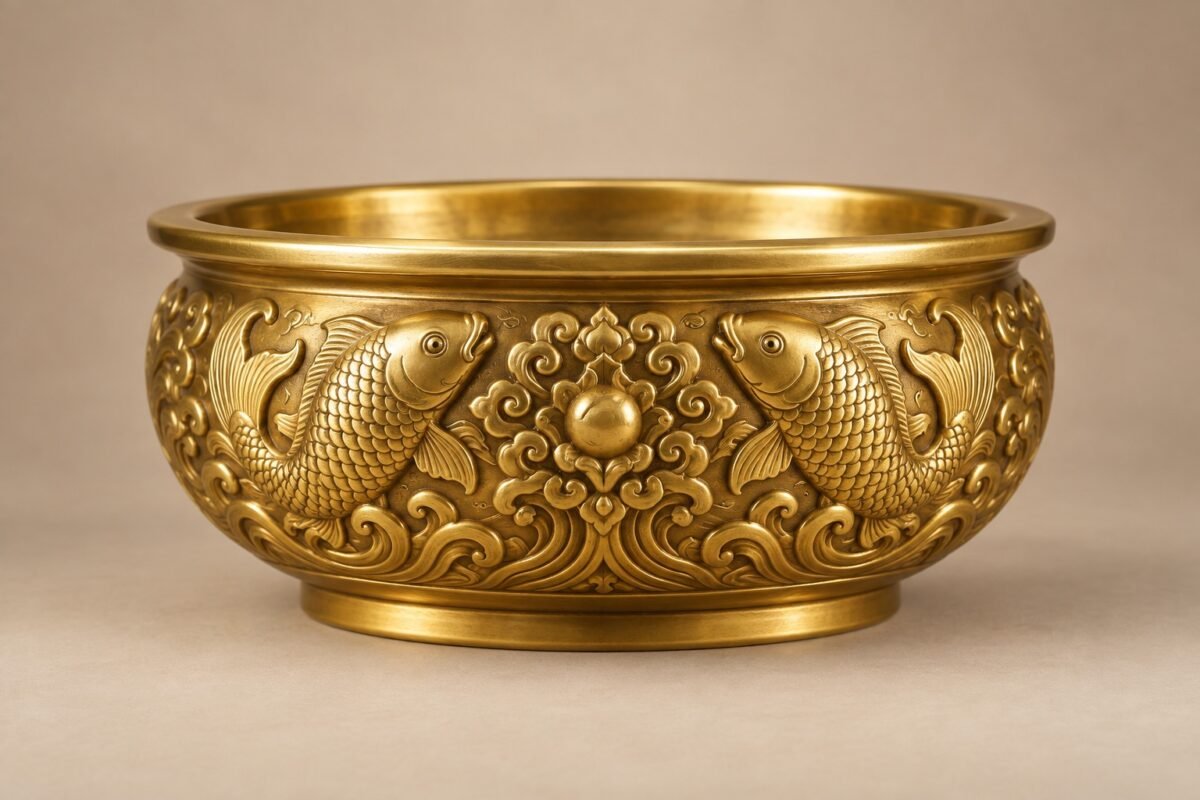 Himalayan Brass Fortune Offering Bowl