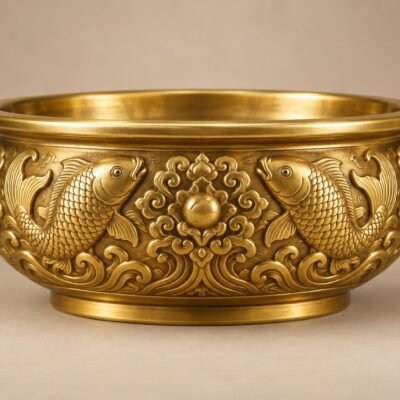 Himalayan Brass Fortune Offering Bowl