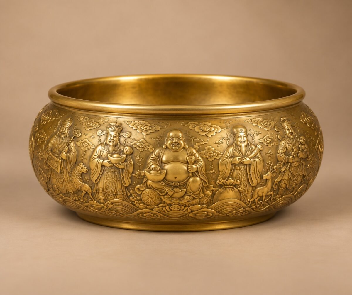 Himalayan Brass Fortune Offering Bowl