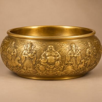 Himalayan Brass Fortune Offering Bowl