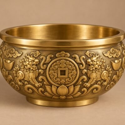 Himalayan Brass Fortune Offering Bowl