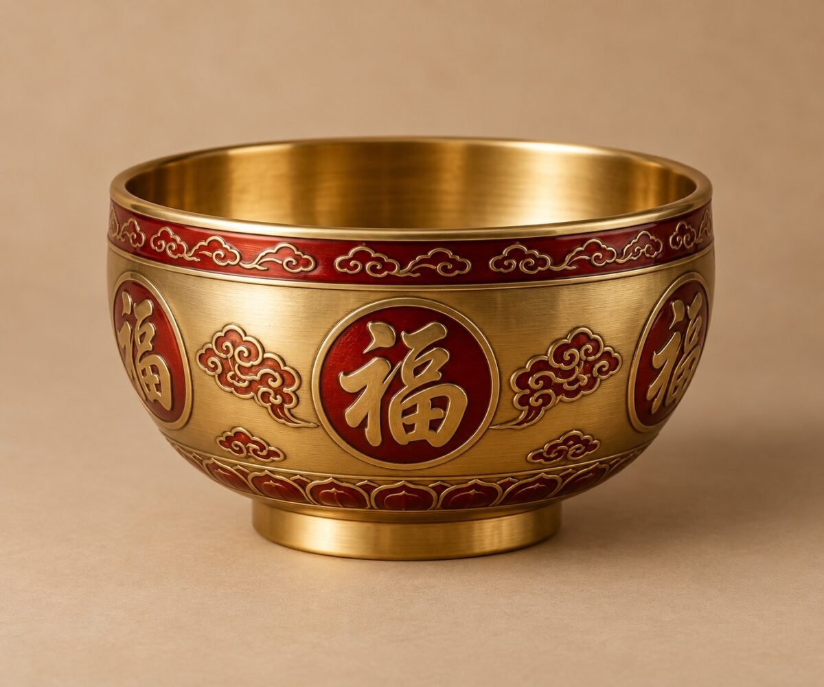 Himalayan Brass Fortune Offering Bowl