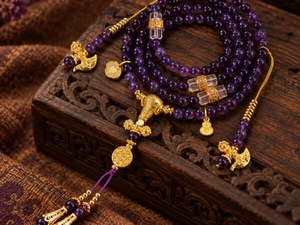 Amethyst Prayer Wheel 108-Bead Mala