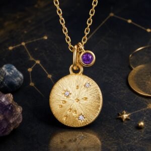 Gold Zodiac Constellation Medallion Necklaces - Aquarius
