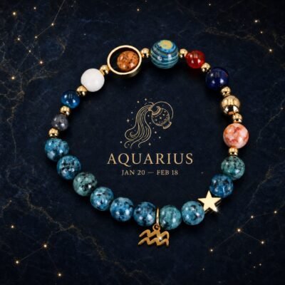 Aquarius Blue Horizon Zodiac Stone Bracelet