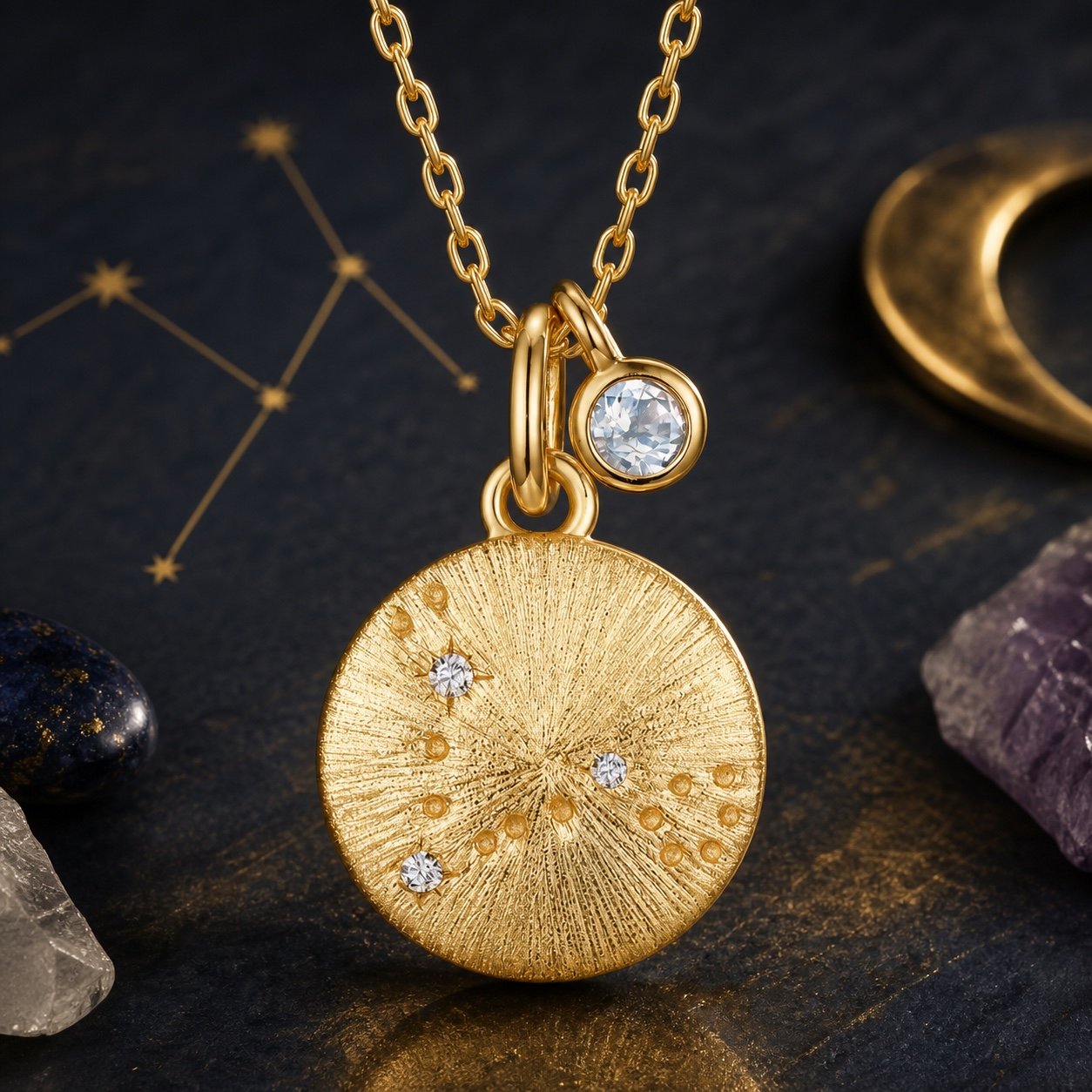 Gold Zodiac Constellation Medallion Necklace