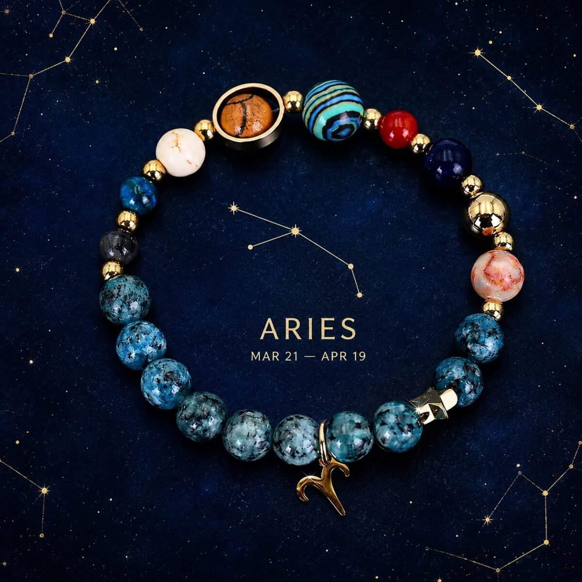 Aries Blue Horizon Zodiac Stone Bracelet
