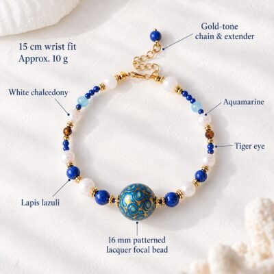 Azure Flow Pearl & Lapis Lacquer Bracelet