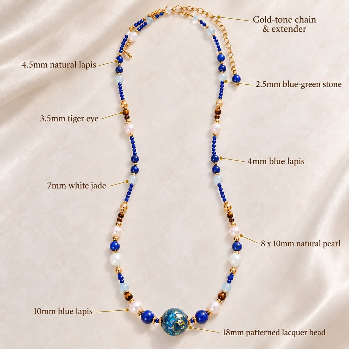 Azure Flow Pearl & Lapis Lacquer Necklace