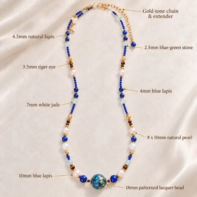 Azure Flow Pearl & Lapis Lacquer Necklace