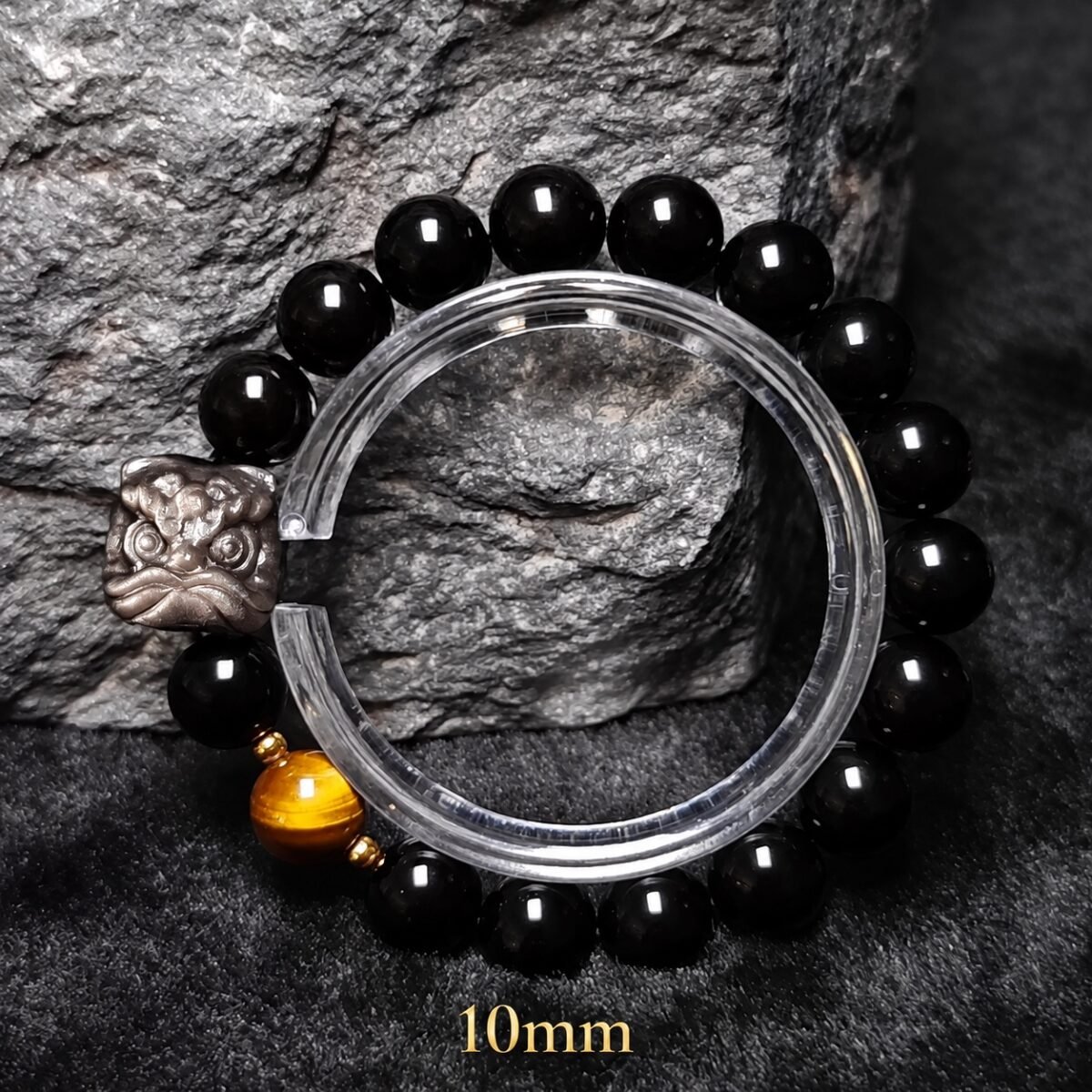 Awakened Lion Tiger Eye & Obsidian Protection Bracelet