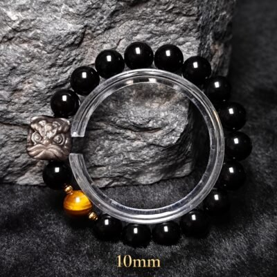Awakened Lion Tiger Eye & Obsidian Protection Bracelet