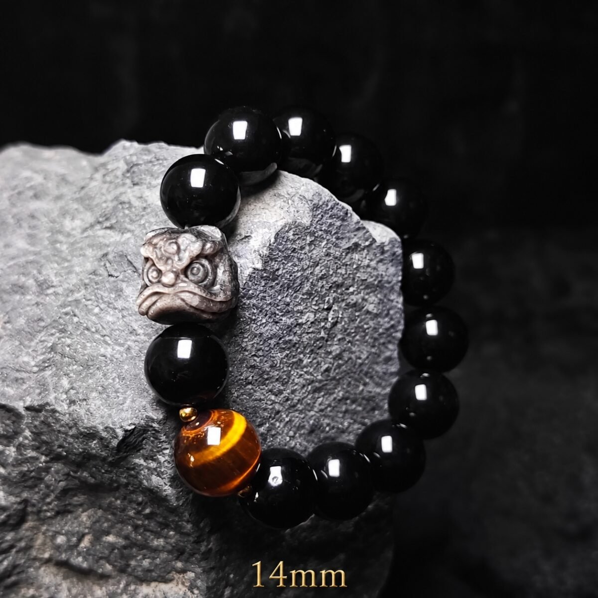 Awakened Lion Tiger Eye & Obsidian Protection Bracelet
