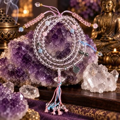 Blush Clear Quartz Tassel Mala