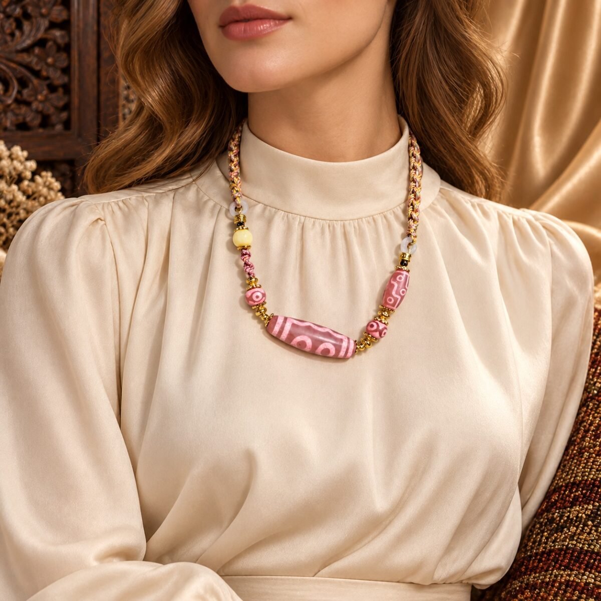 Blush Dzi Motif Necklace