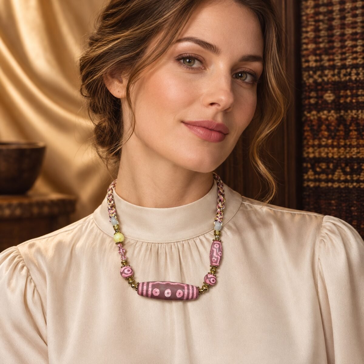 Blush Dzi Motif Necklace