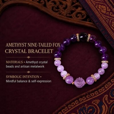 Amethyst Nine-Tailed Fox Crystal Bracelet