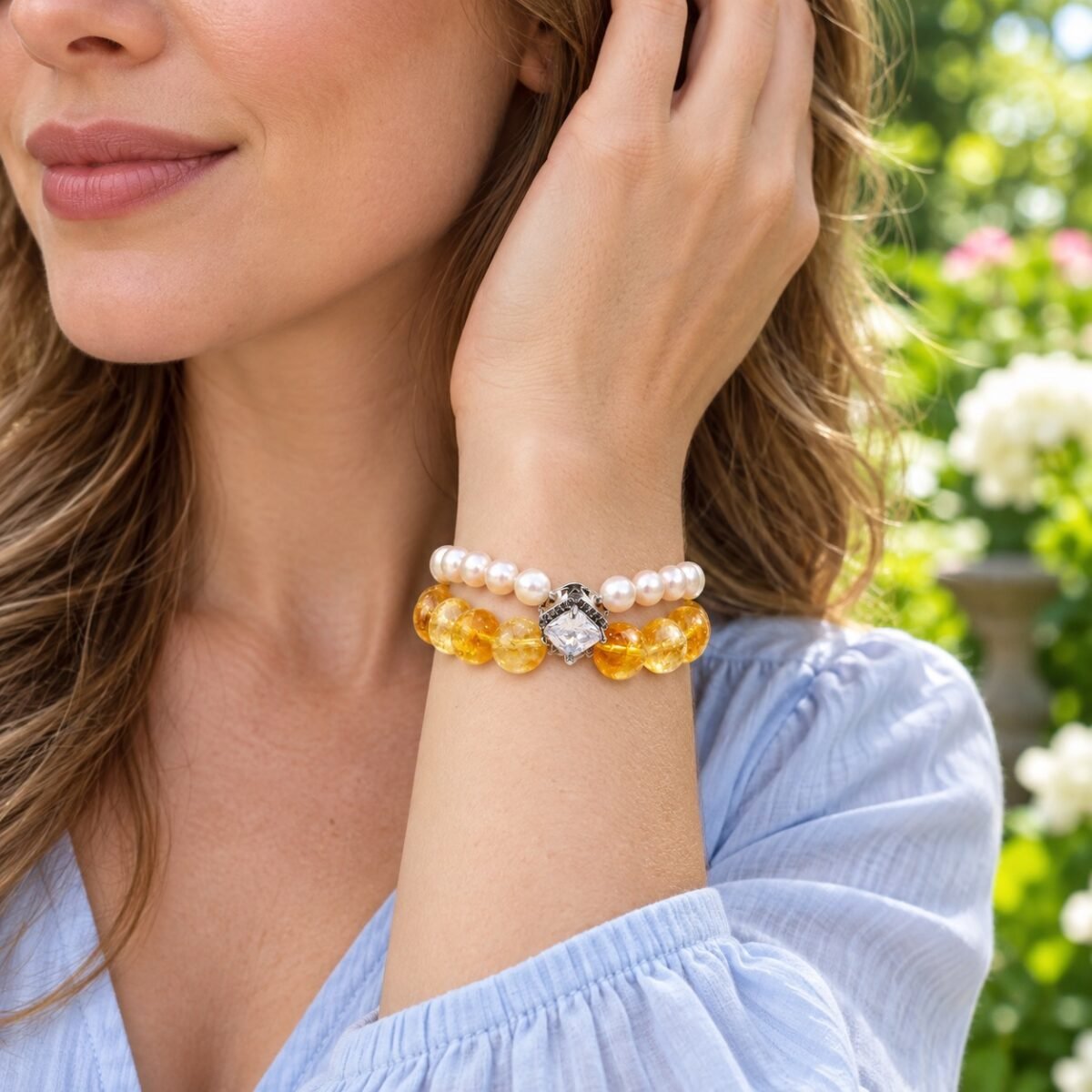 Pearl & Citrine Layered Bracelet