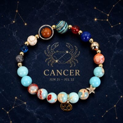 cancer-zodiac-light-planetary-bead-bracelet-01-product-v2 Cancer Planetary Bracelet with sky-blue, cream, and pale marbled natural-stone beads